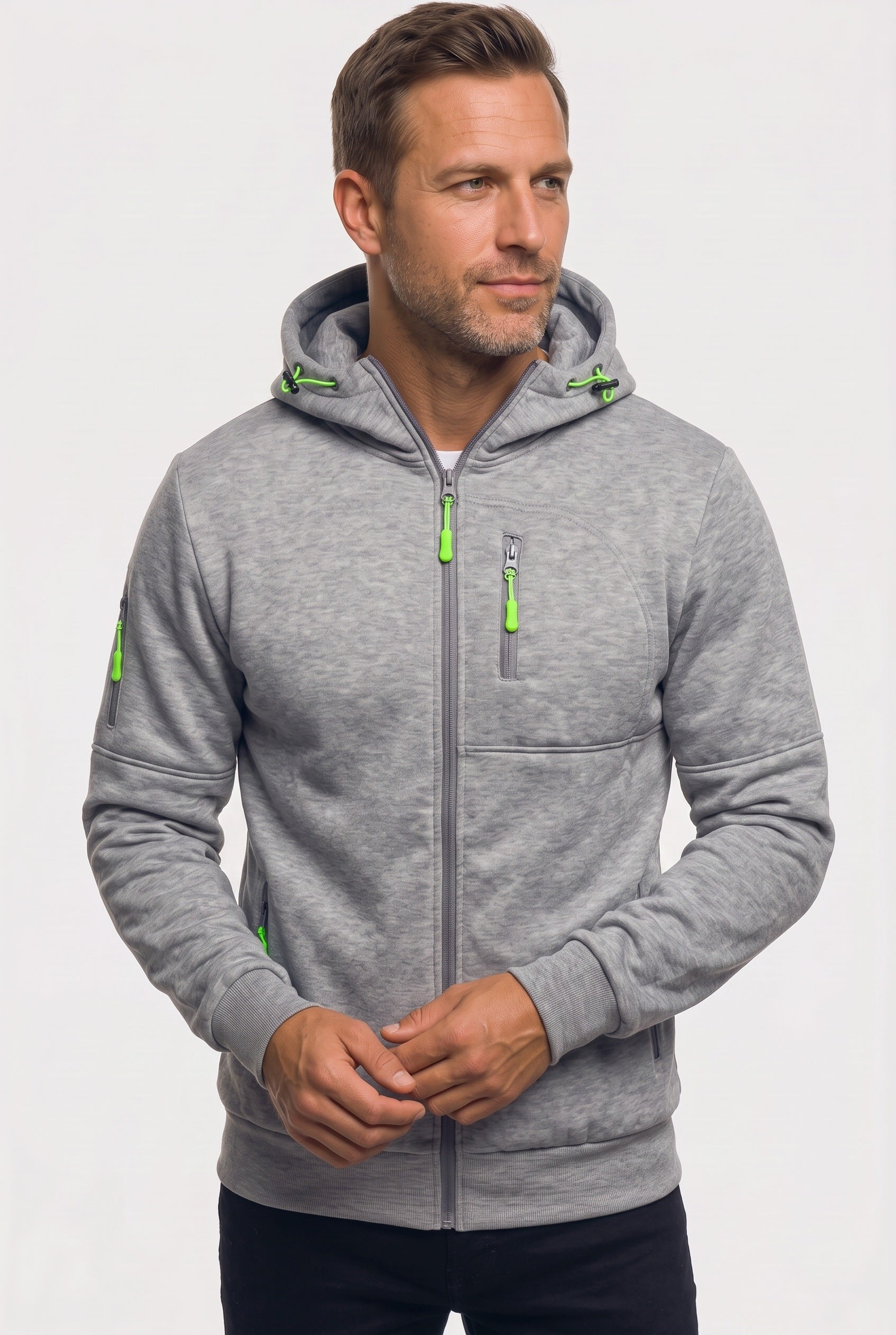Men's Zip Up Hoodie | Multiple Zipped Pockets - 6