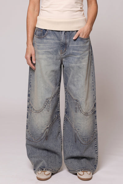 Women's Baggy Jeans | Wide Leg Vintage Wash - 1