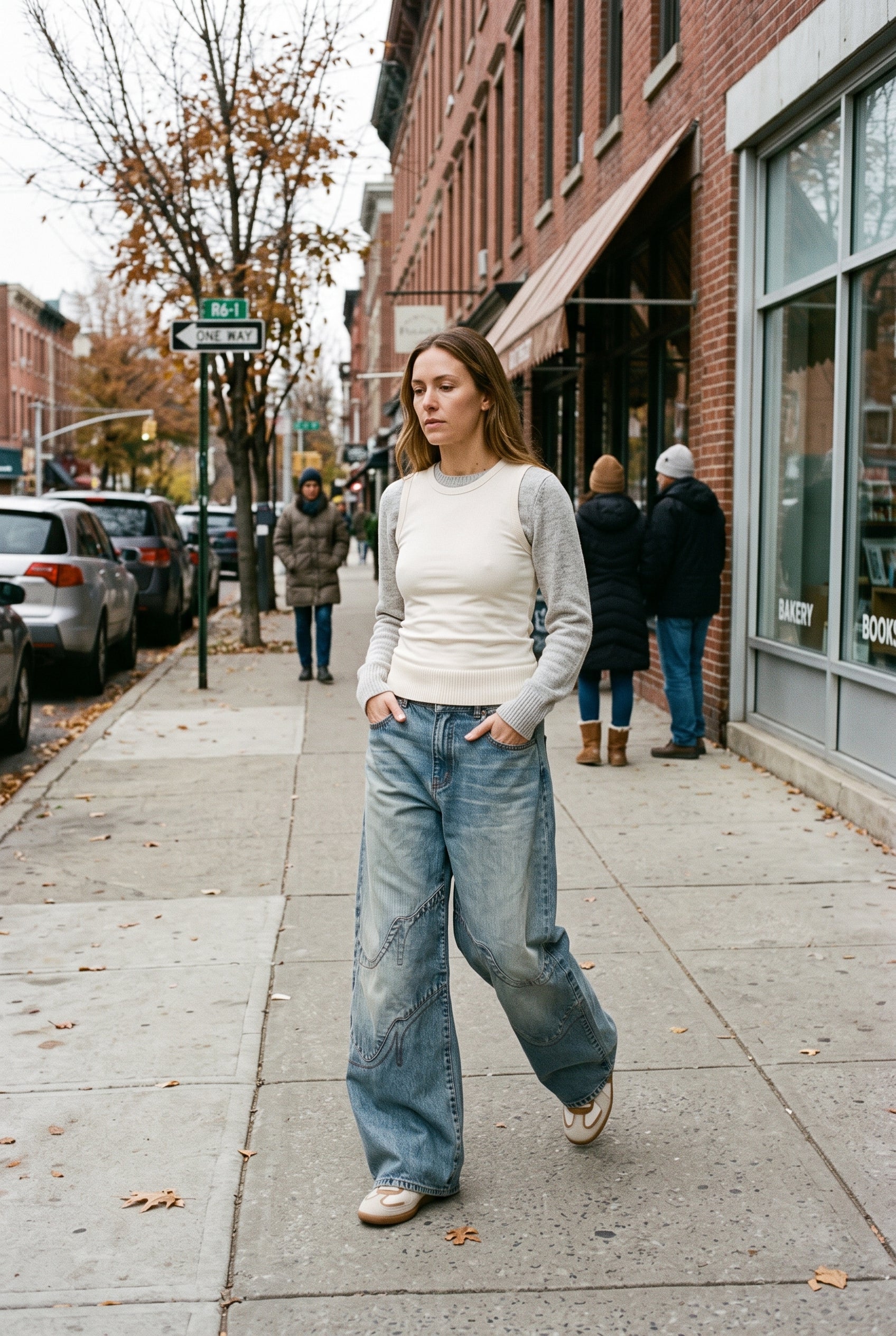 Women's Baggy Jeans | Wide Leg Vintage Wash - Blue lifestyle