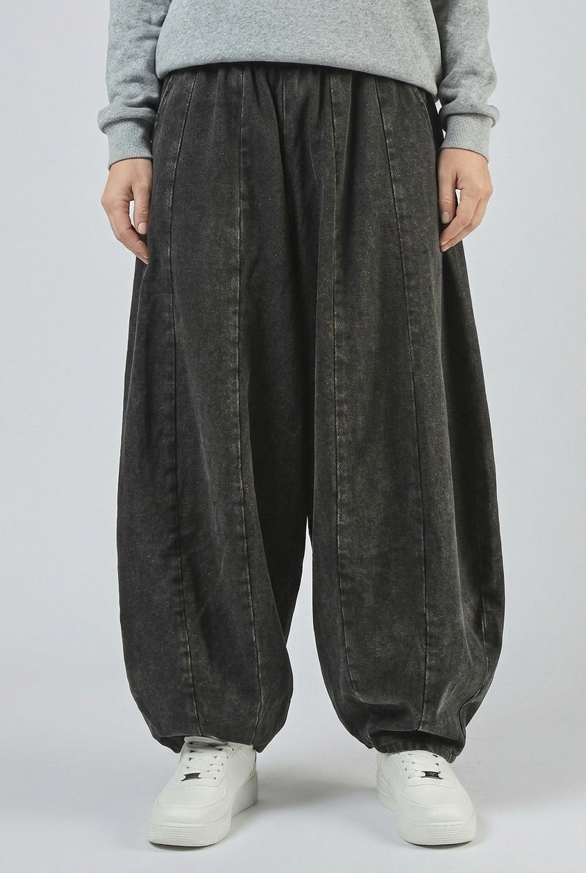 Women's Baggy Pants | Balloon Leg Elastic Waist - 1