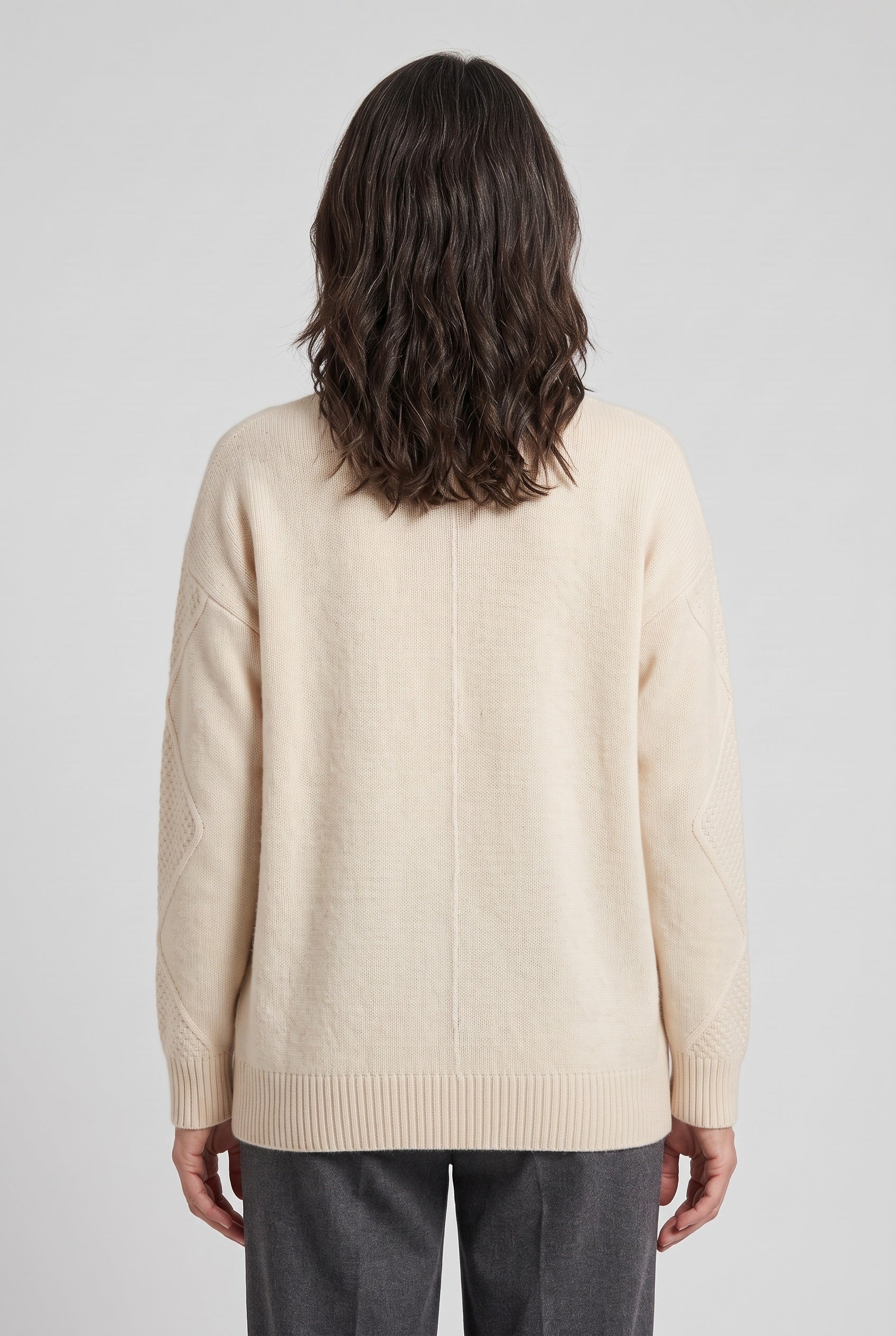 Women's Cardigan | Cable Knit V-Neck with Patch Pockets - 2