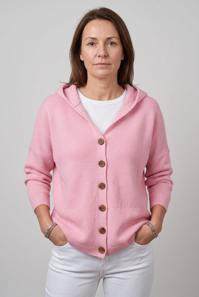 Women's Cardigan | Hooded Button Front Drop Shoulder - 1