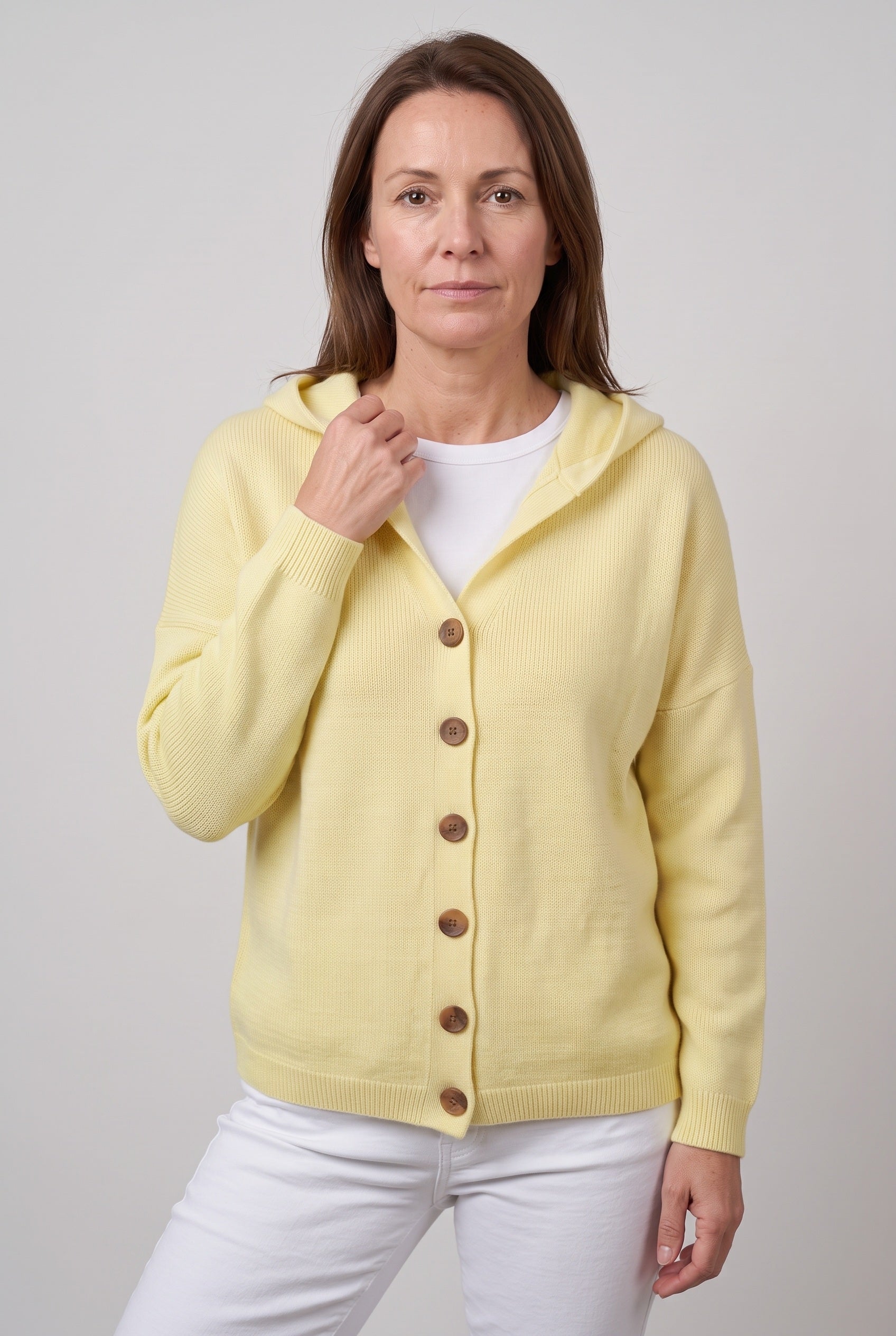 Women's Cardigan | Hooded Button Front Drop Shoulder - 7