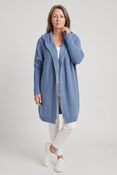 Women's Cardigan | Hooded Longline Open Front - 10