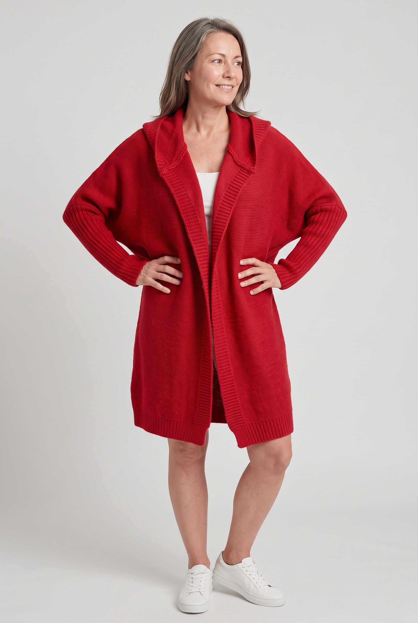 Women's Cardigan | Hooded Longline Open Front - 5
