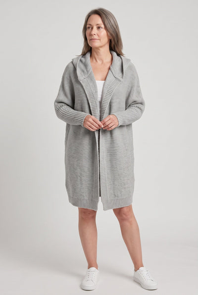 Women's Cardigan | Hooded Longline Open Front - 6