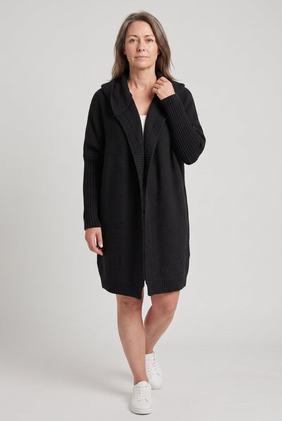 Women's Cardigan | Hooded Longline Open Front - 7