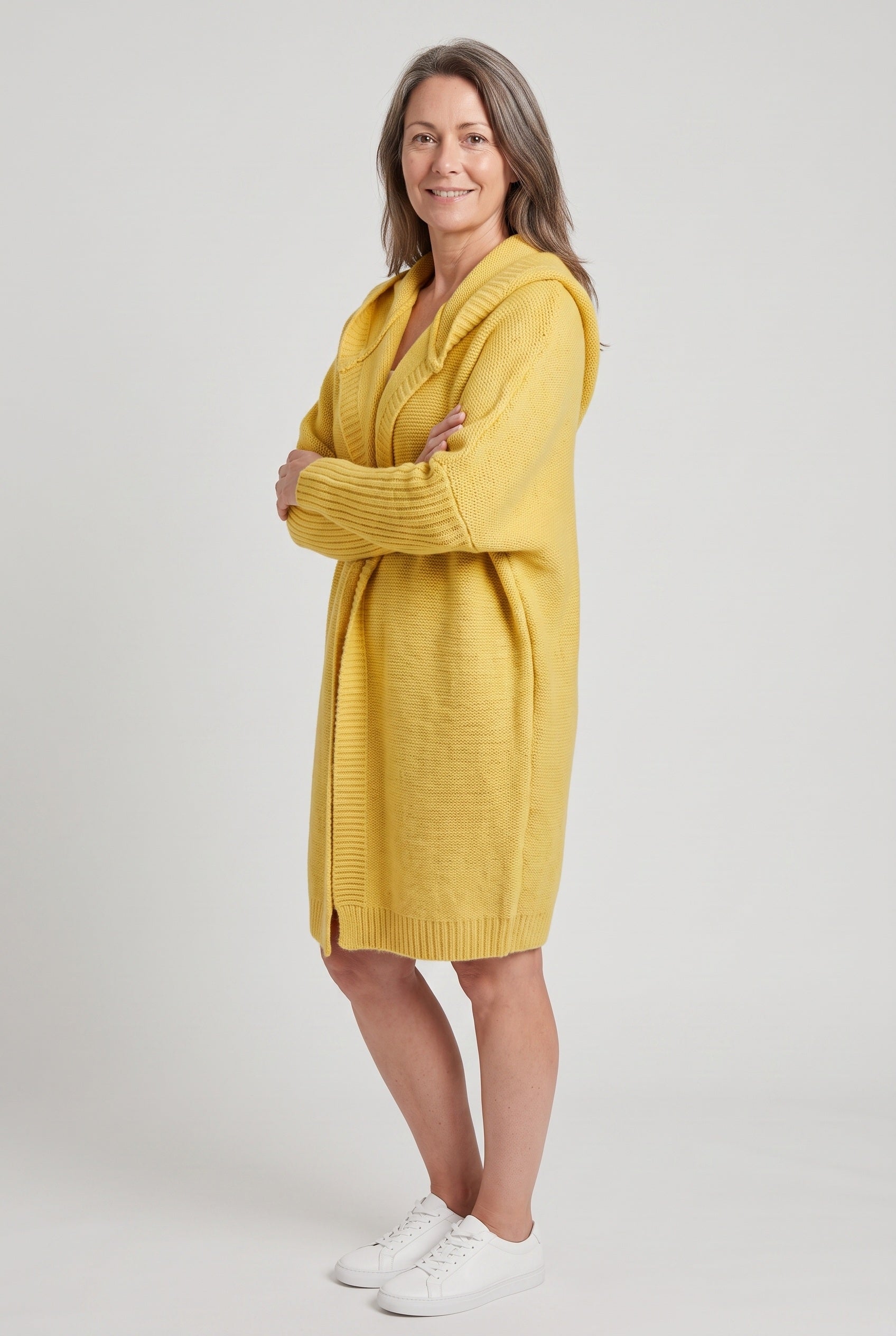 Women's Cardigan | Hooded Longline Open Front - 9