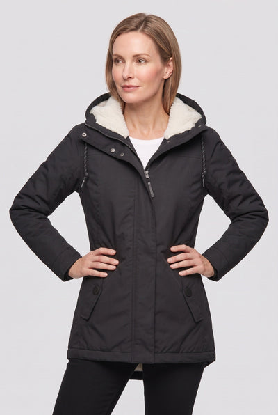 Women's Coat | Hooded Zip Front with Flap Pockets - 4