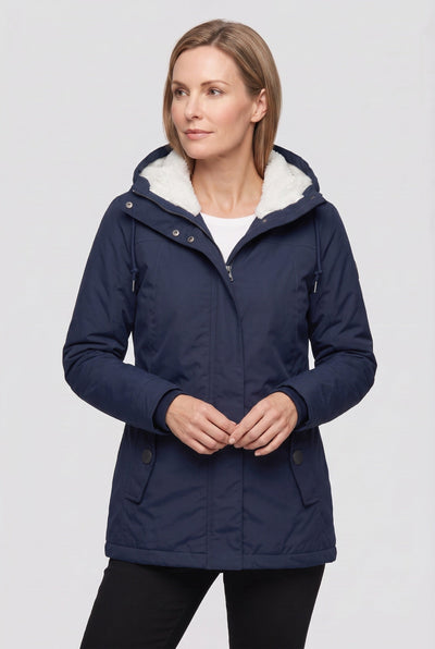 Women's Coat | Hooded Zip Front with Flap Pockets - 5