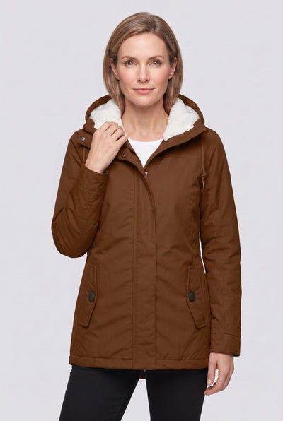 Women's Coat | Hooded Zip Front with Flap Pockets - 6