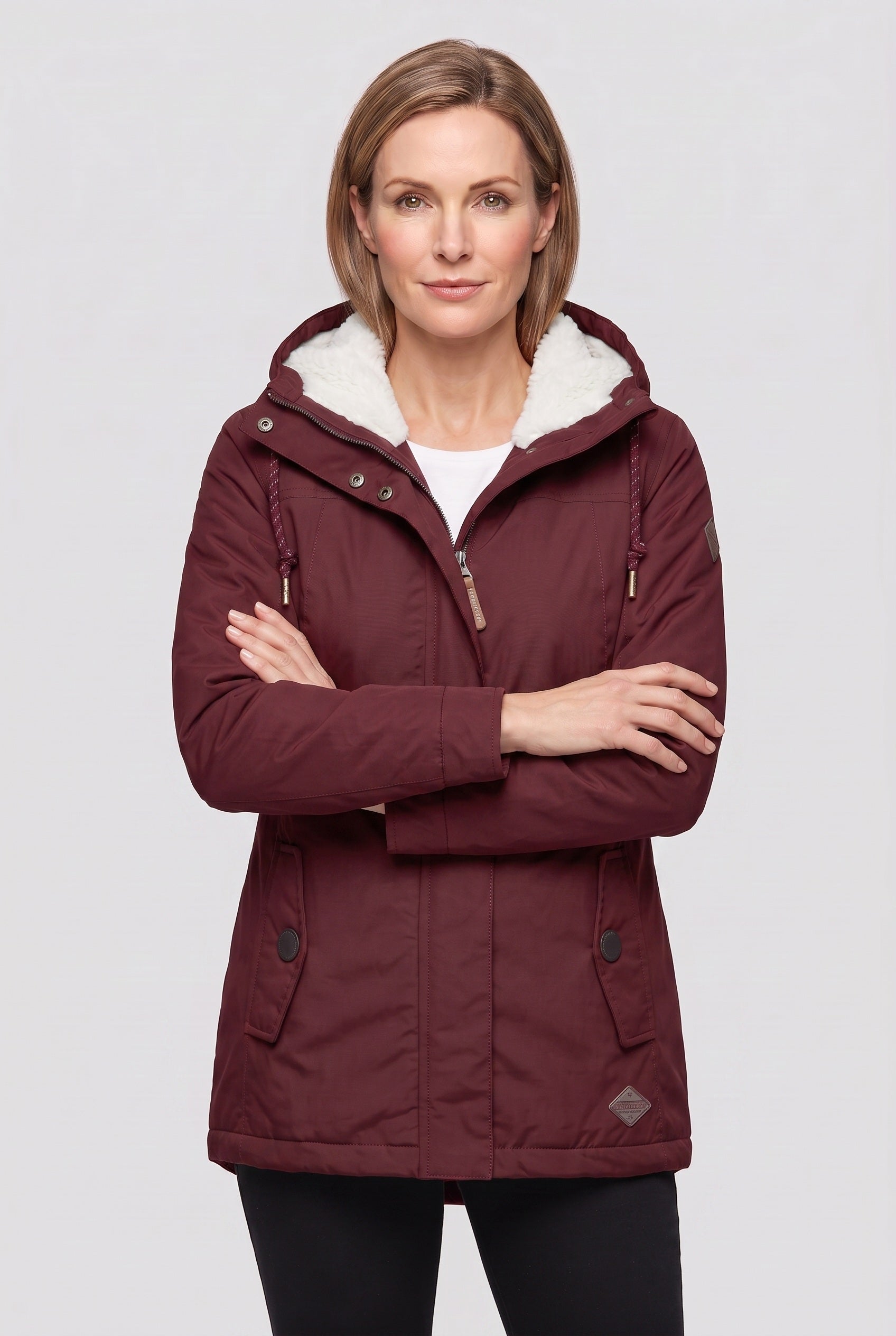 Women's Coat | Hooded Zip Front with Flap Pockets - 8