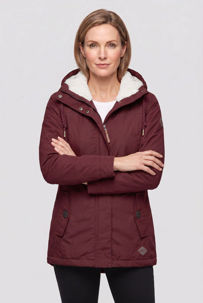 Women's Coat | Hooded Zip Front with Flap Pockets - 8