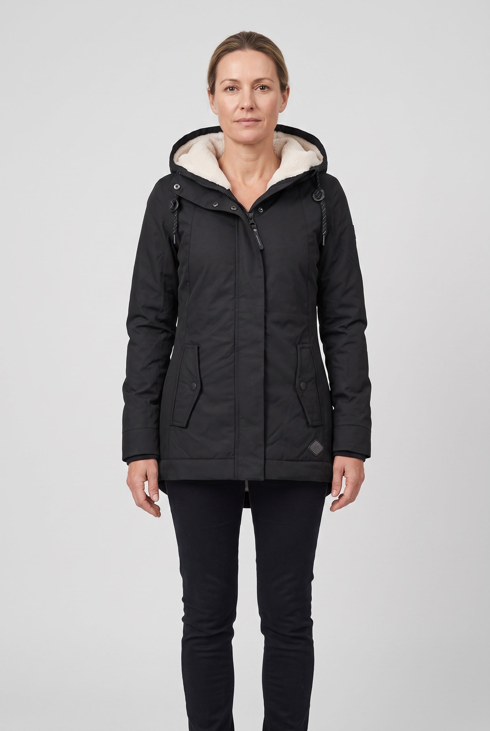 Women's Coat | Zip Front with Fleece-Lined Hood - 1