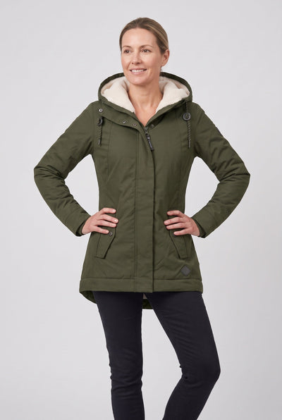 Women's Coat | Zip Front with Fleece-Lined Hood - 5