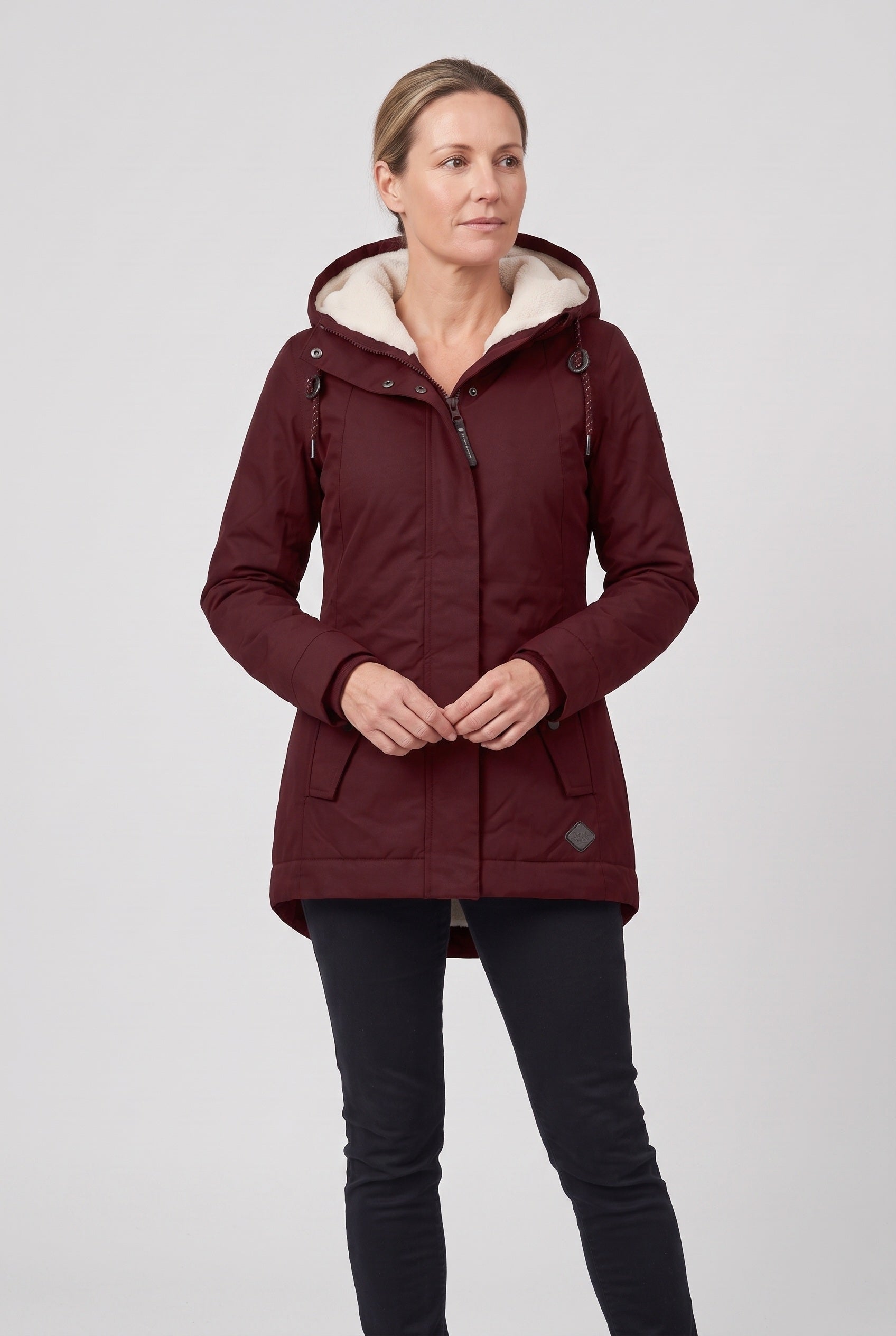 Women's Coat | Zip Front with Fleece-Lined Hood - 6