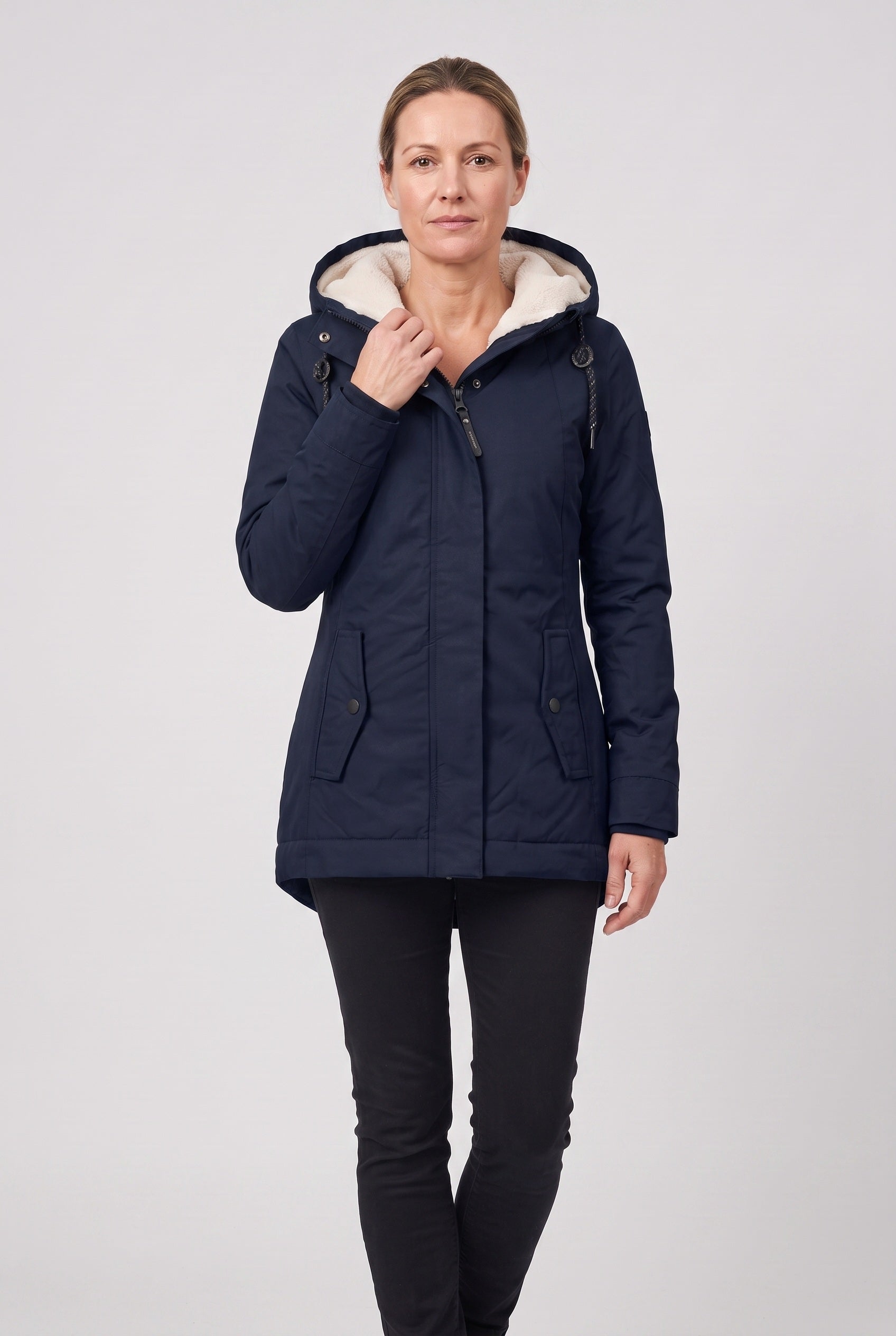 Women's Coat | Zip Front with Fleece-Lined Hood - 7