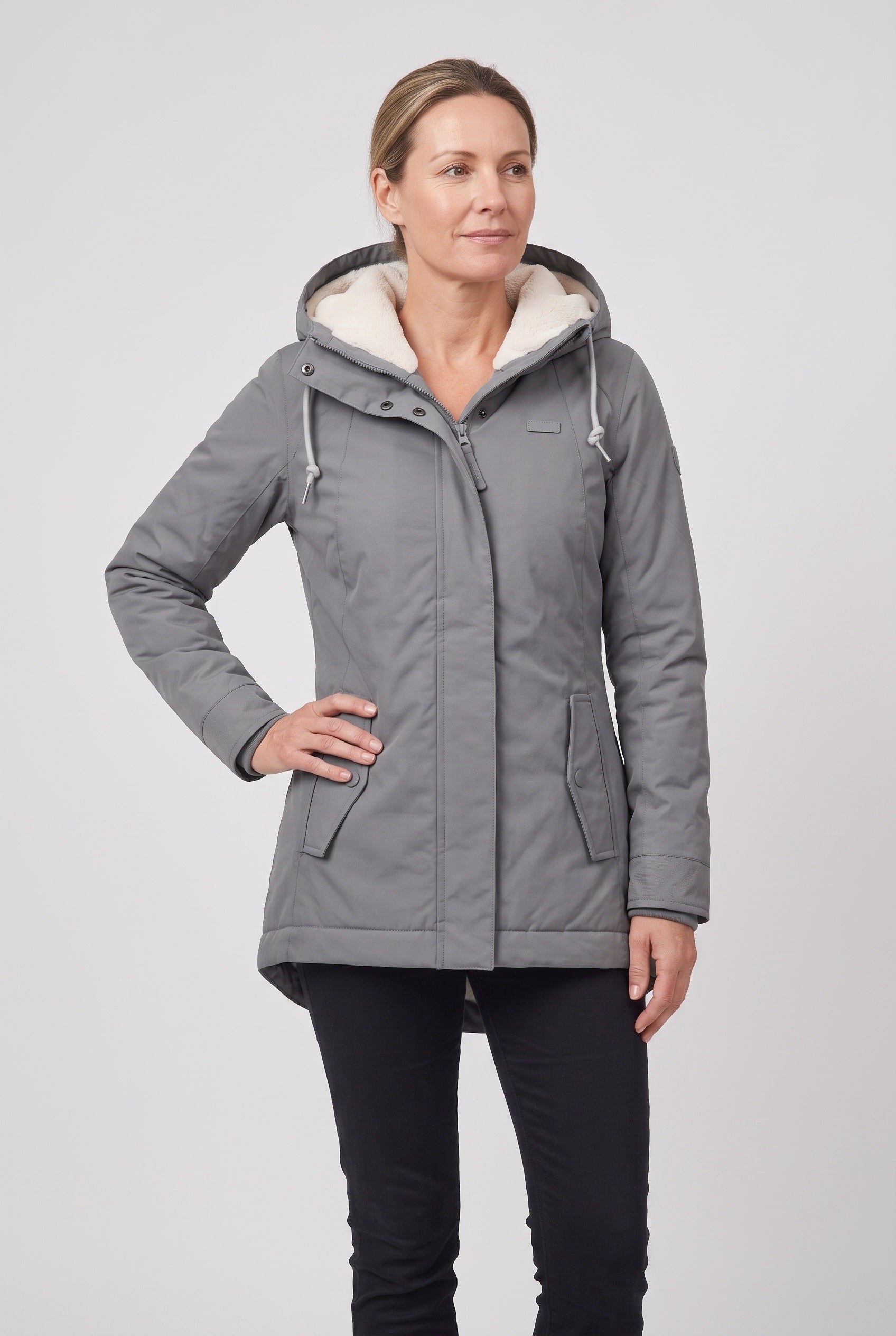 Women's Coat | Zip Front with Fleece-Lined Hood - 8