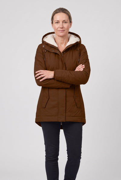 Women's Coat | Zip Front with Fleece-Lined Hood - 9