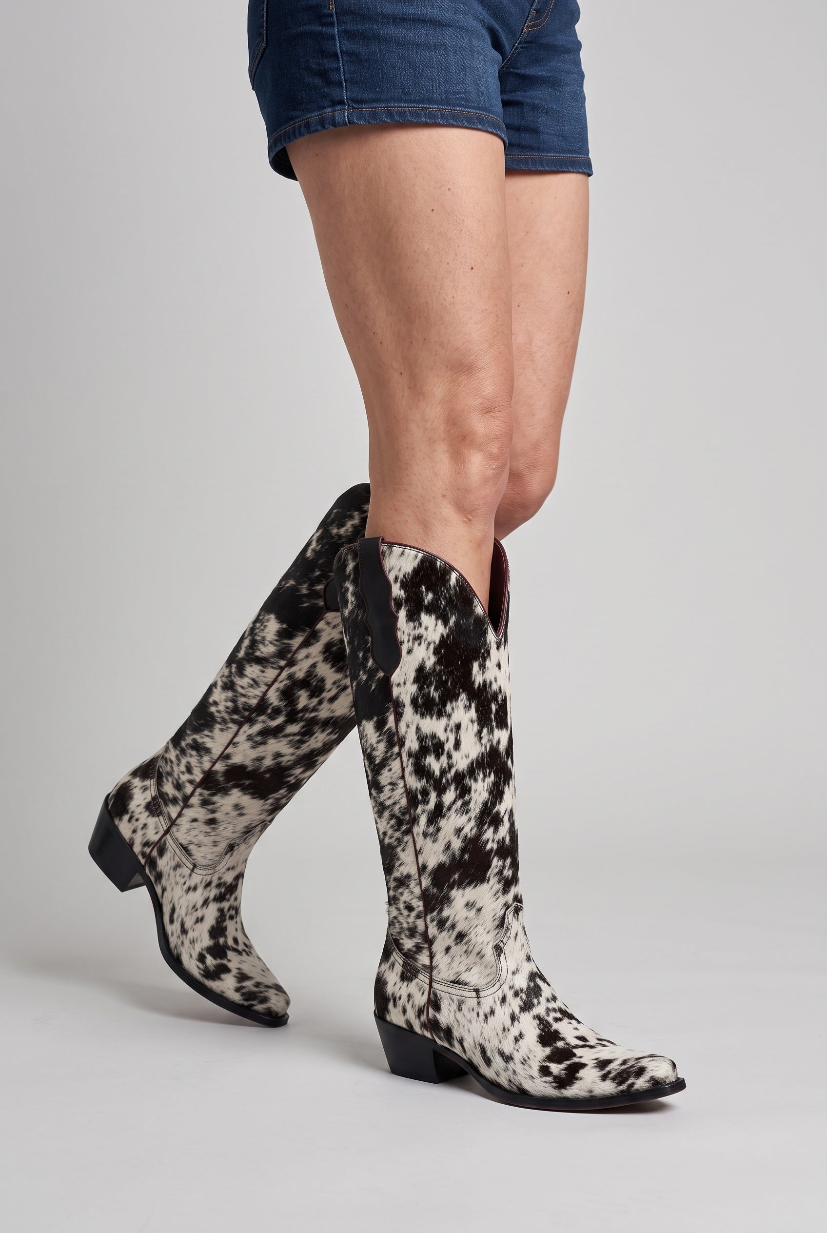 Women's Cowboy Boots | Knee High Cow Print - 2