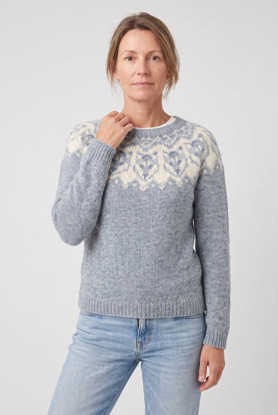 Women's Fair Isle Sweater | Geometric Yoke Ribbed Hem - 6
