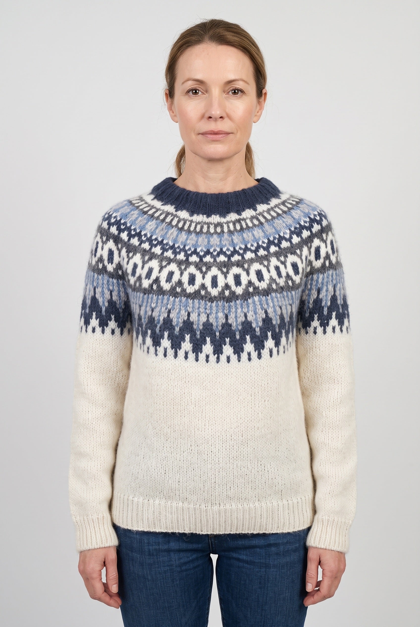 Women's Fair Isle Sweater | Nordic Yoke Crew Neck - 1