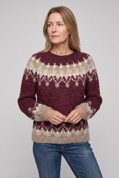 Women's Fair Isle Sweater | Snowflake Yoke Banded Cuffs - 5