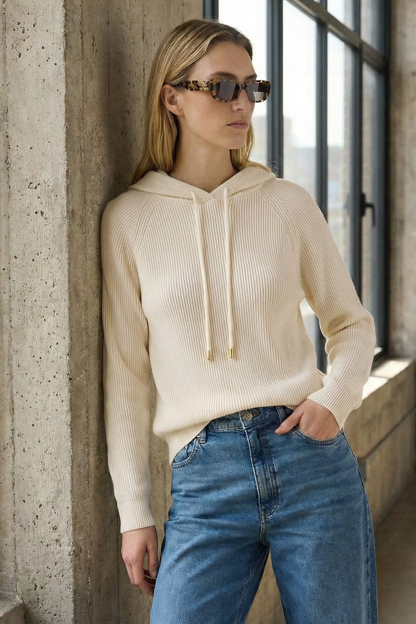 Women's Hoodie | Ribbed Knit with Drawcord - 5
