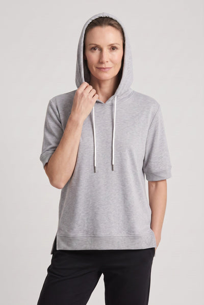 Women's Hoodie | Short Sleeve Boxy Split Hem - 7