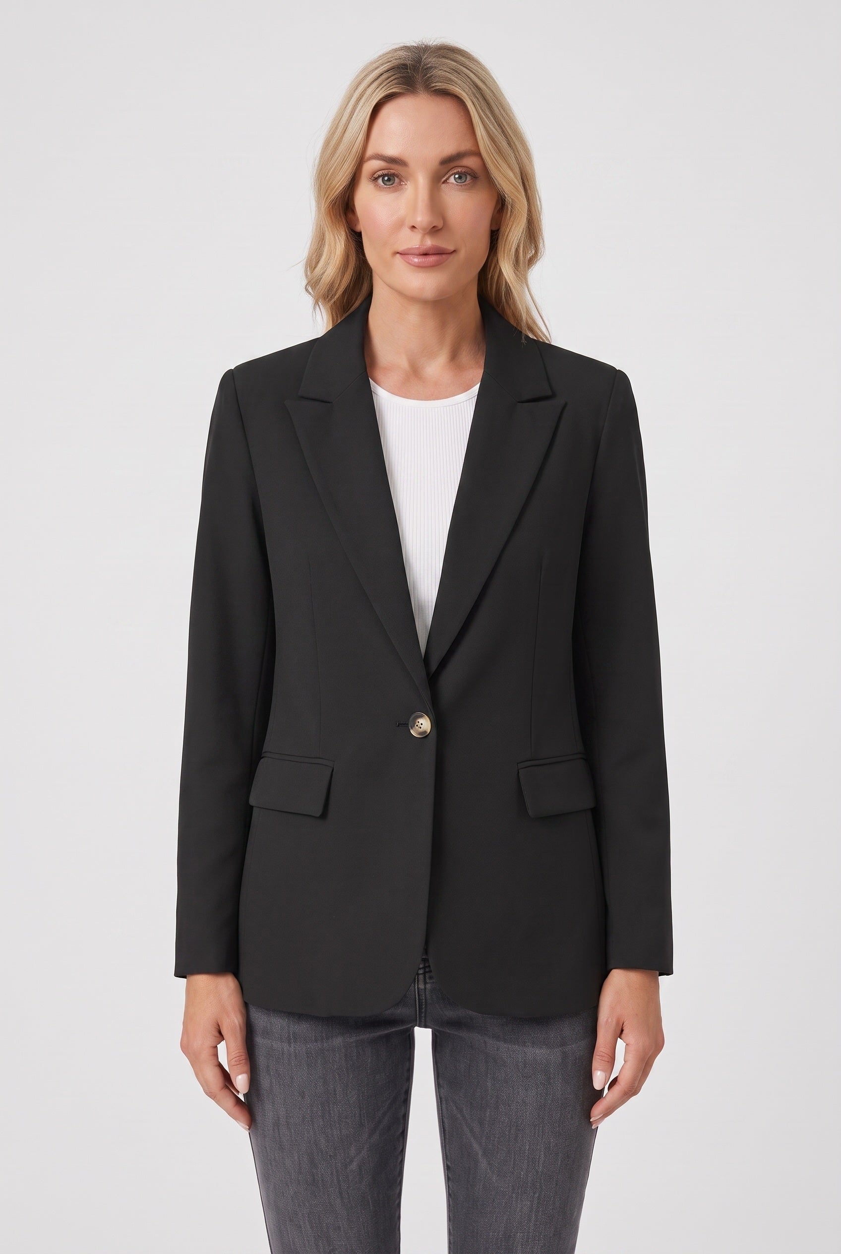 Women's Jacket | Single Button Blazer Notch Lapel - 1