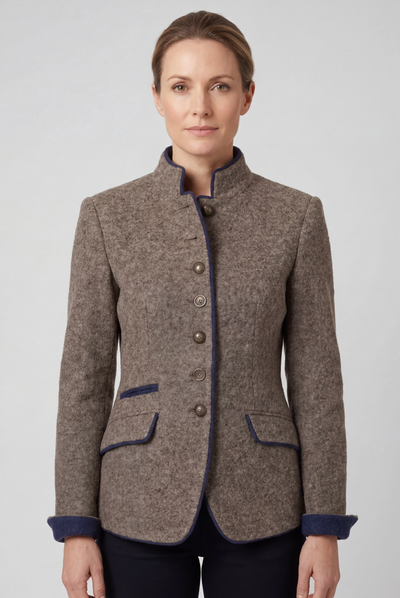 Women's Jacket | Tweed-Look Blazer Stand Collar - 1