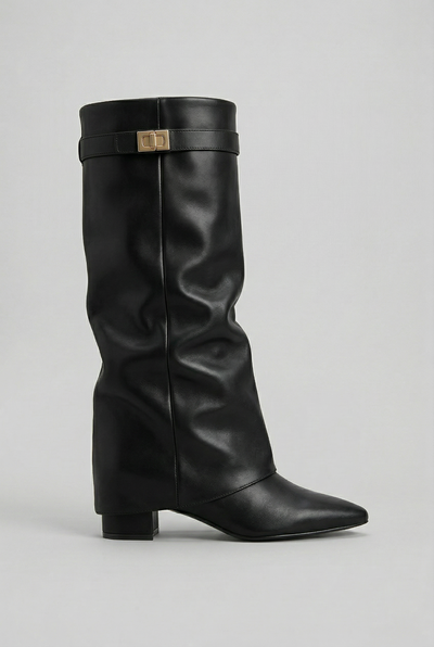 Women's Knee High Boots | Fold-Over Block Heel - 3