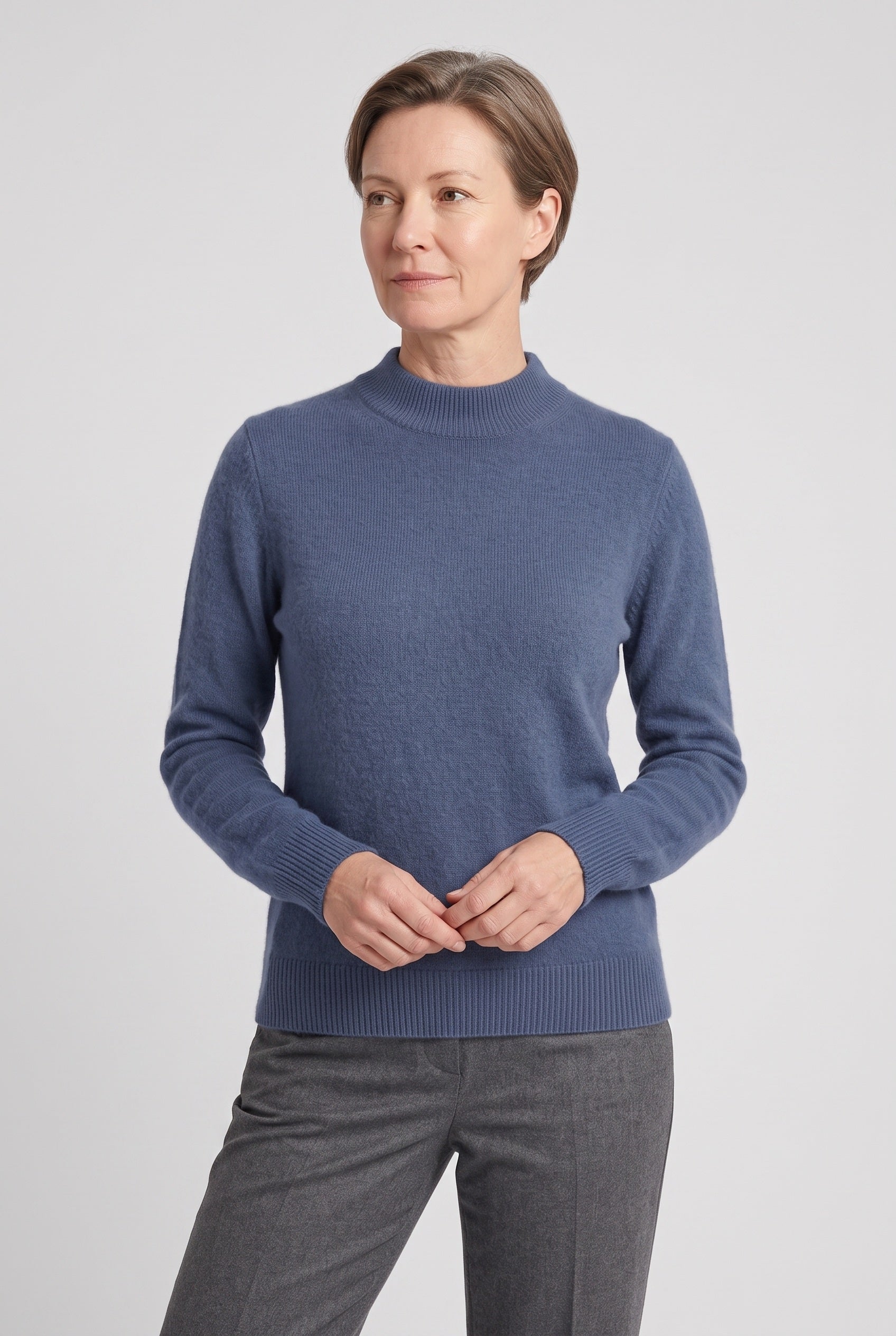 Women's Knit Sweater | Mock Neck Fine Gauge - 14