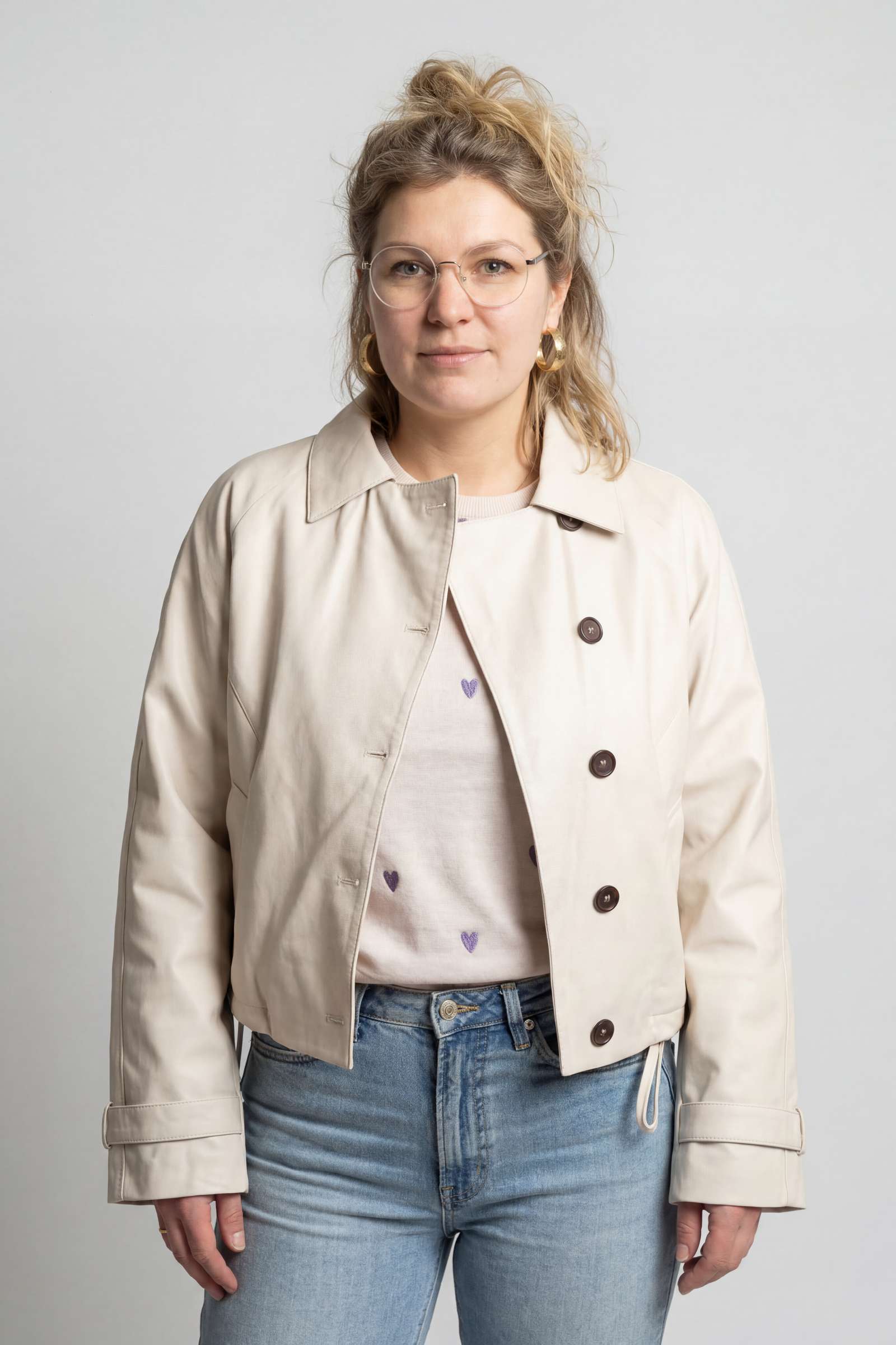 Women's Leather-Look Jacket | Button Front Shirt Collar - 1