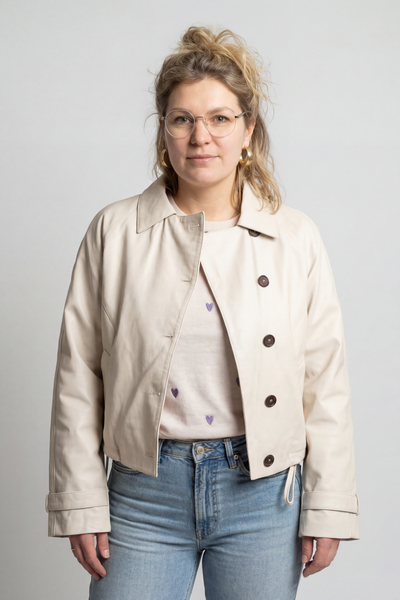 Women's Leather-Look Jacket | Button Front Shirt Collar - 1