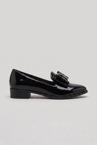 Women's Loafers | Bow Detail with Low Block Heel - 1