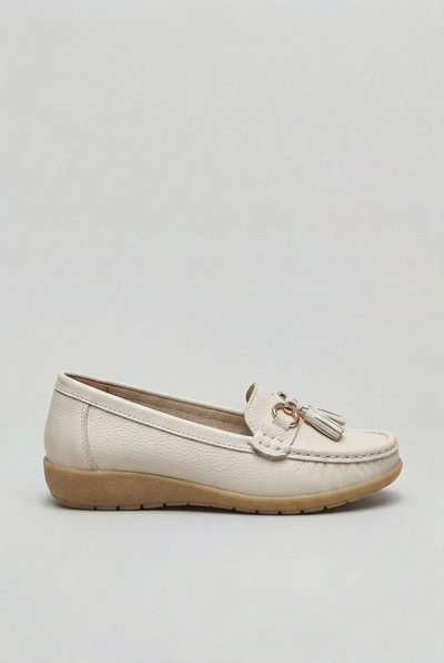 Women's Loafers | Tassel Trim with Low Wedge Sole - 11