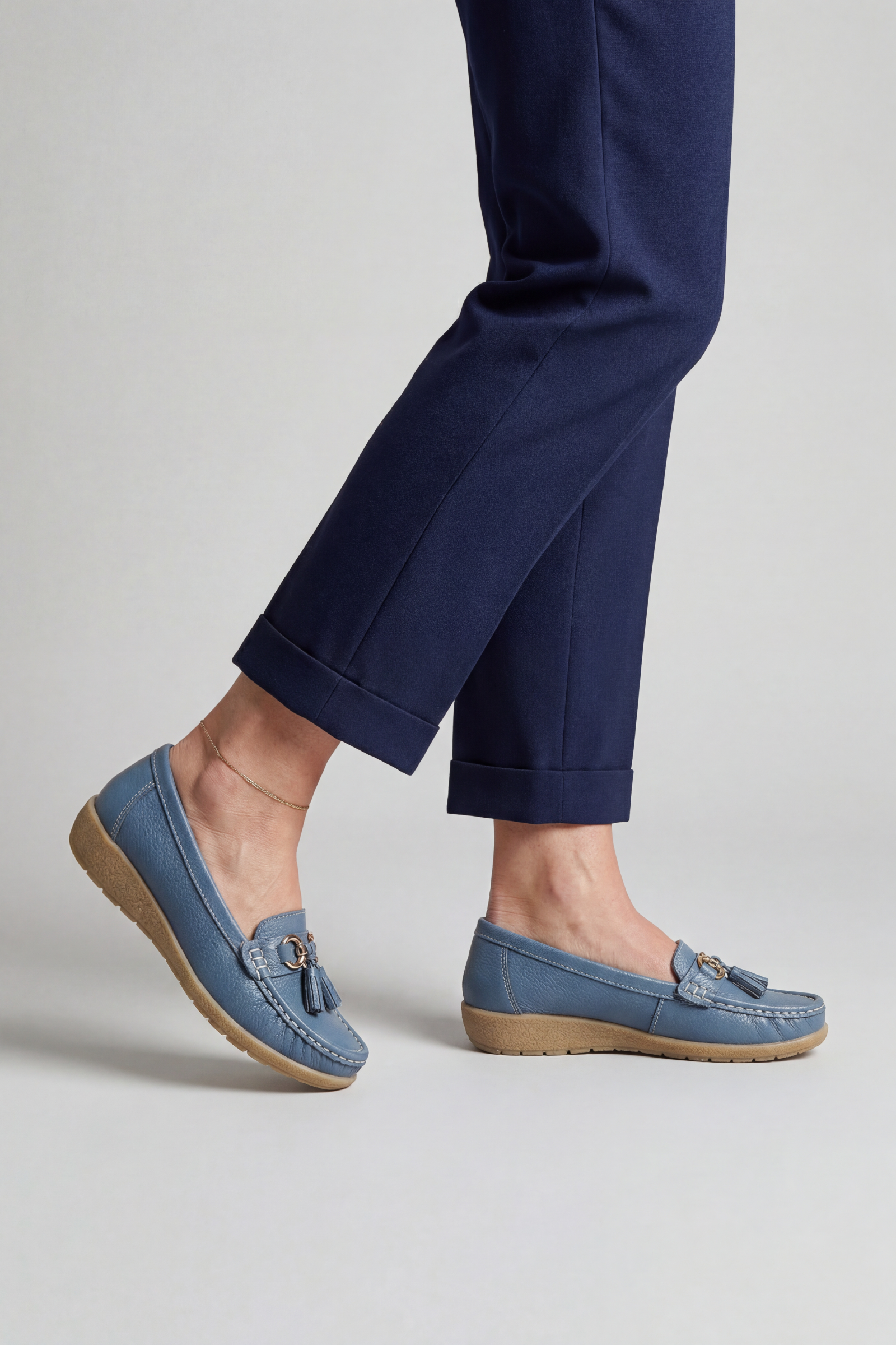 Women's Loafers | Tassel Trim with Low Wedge Sole - 2