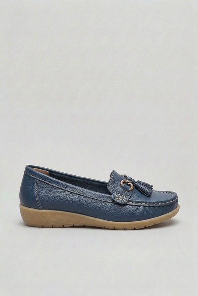Women's Loafers | Tassel Trim with Low Wedge Sole - 5