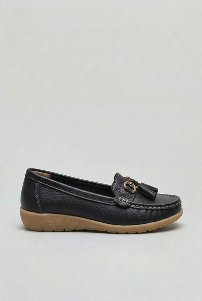 Women's Loafers | Tassel Trim with Low Wedge Sole - 6