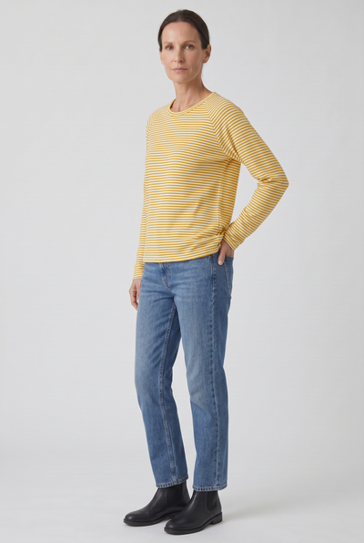 Women's Long Sleeve Top | Striped Crew Neck - 6