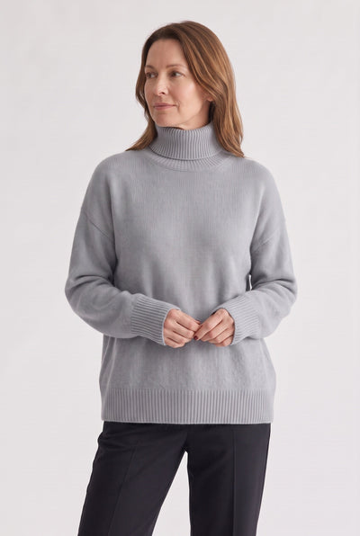 Women's Oversized Sweater | Turtleneck Ribbed Trims - 6