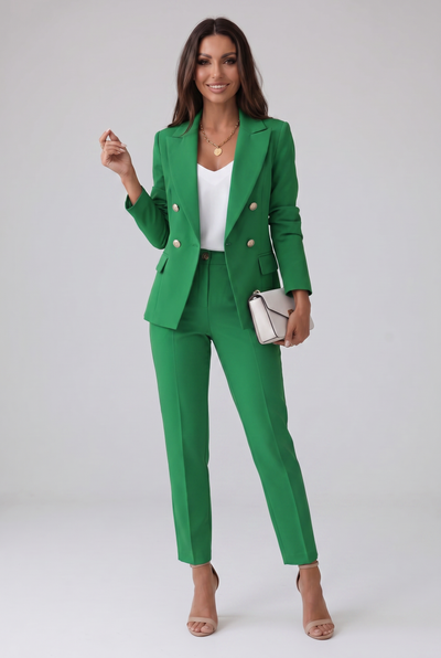 Women's Pant Suit | Double Breasted with Peak Lapel - 12