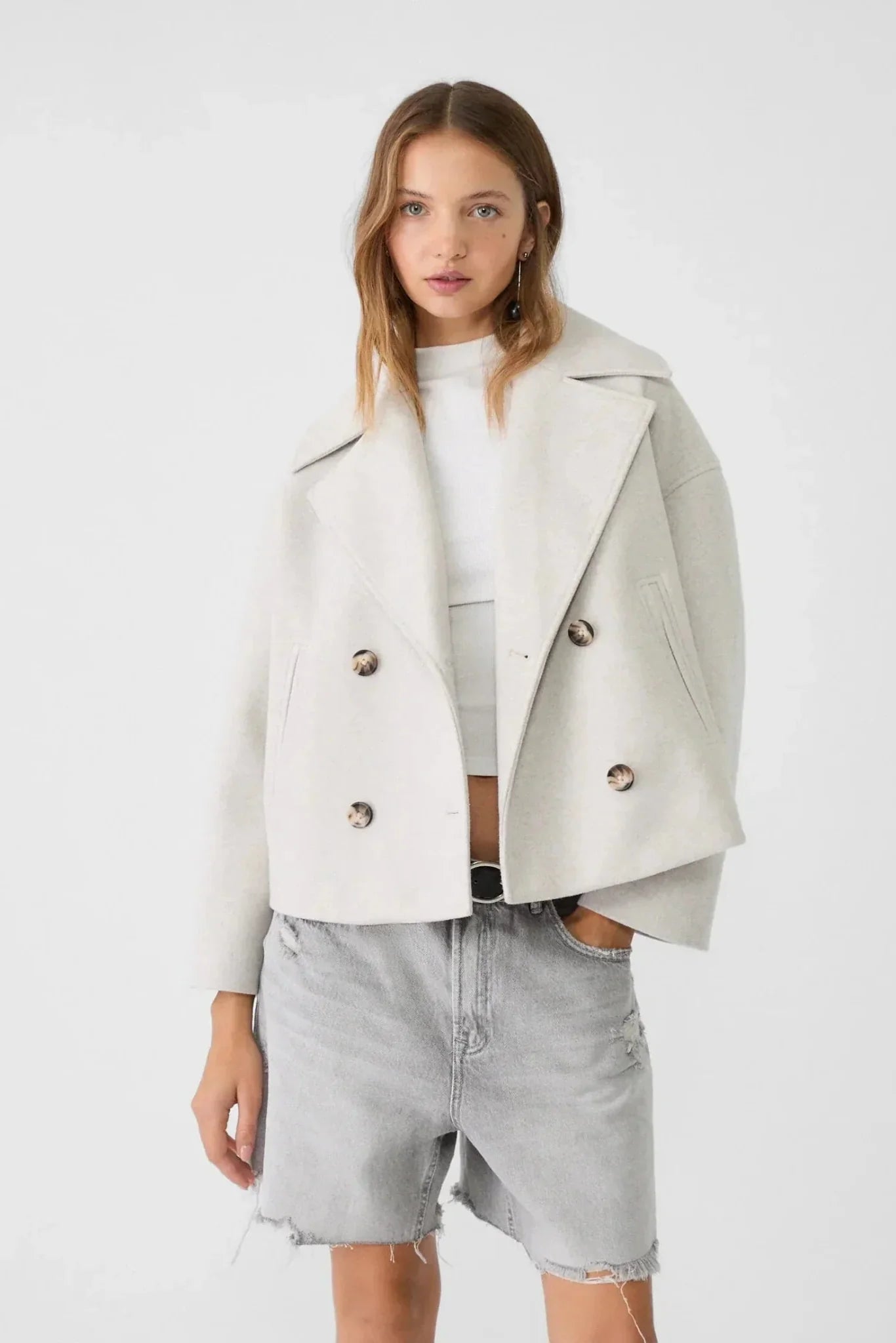 Women's Pea Coat | Cropped Double Breasted - 1