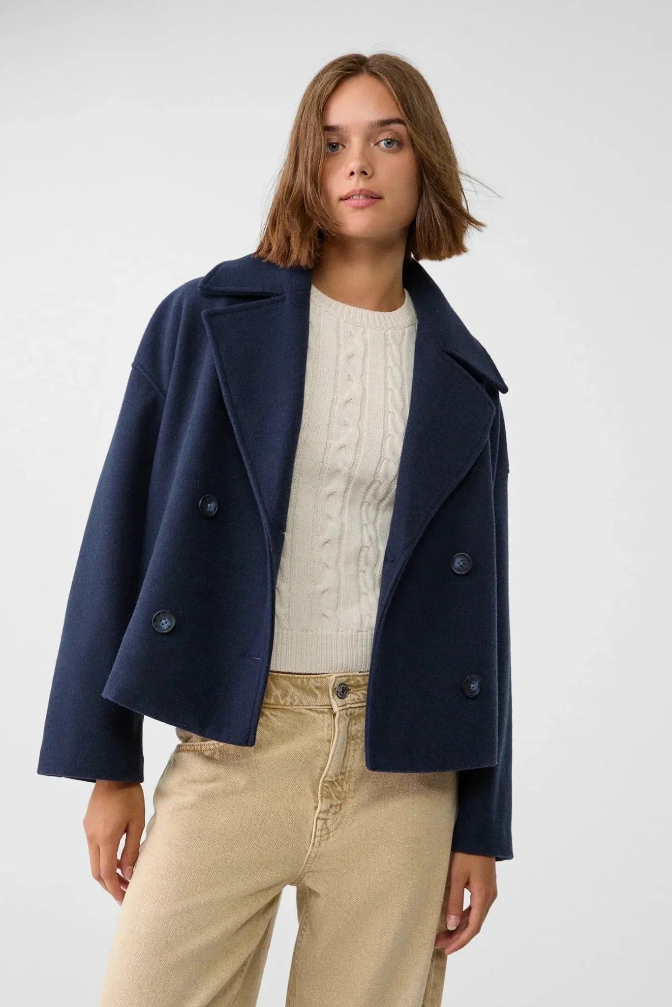 Women's Pea Coat | Cropped Double Breasted - 10