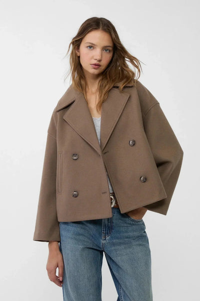 Women's Pea Coat | Cropped Double Breasted - 13