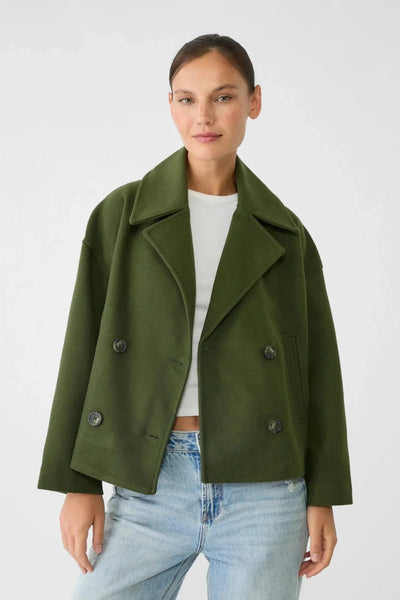 Women's Pea Coat | Cropped Double Breasted - 7