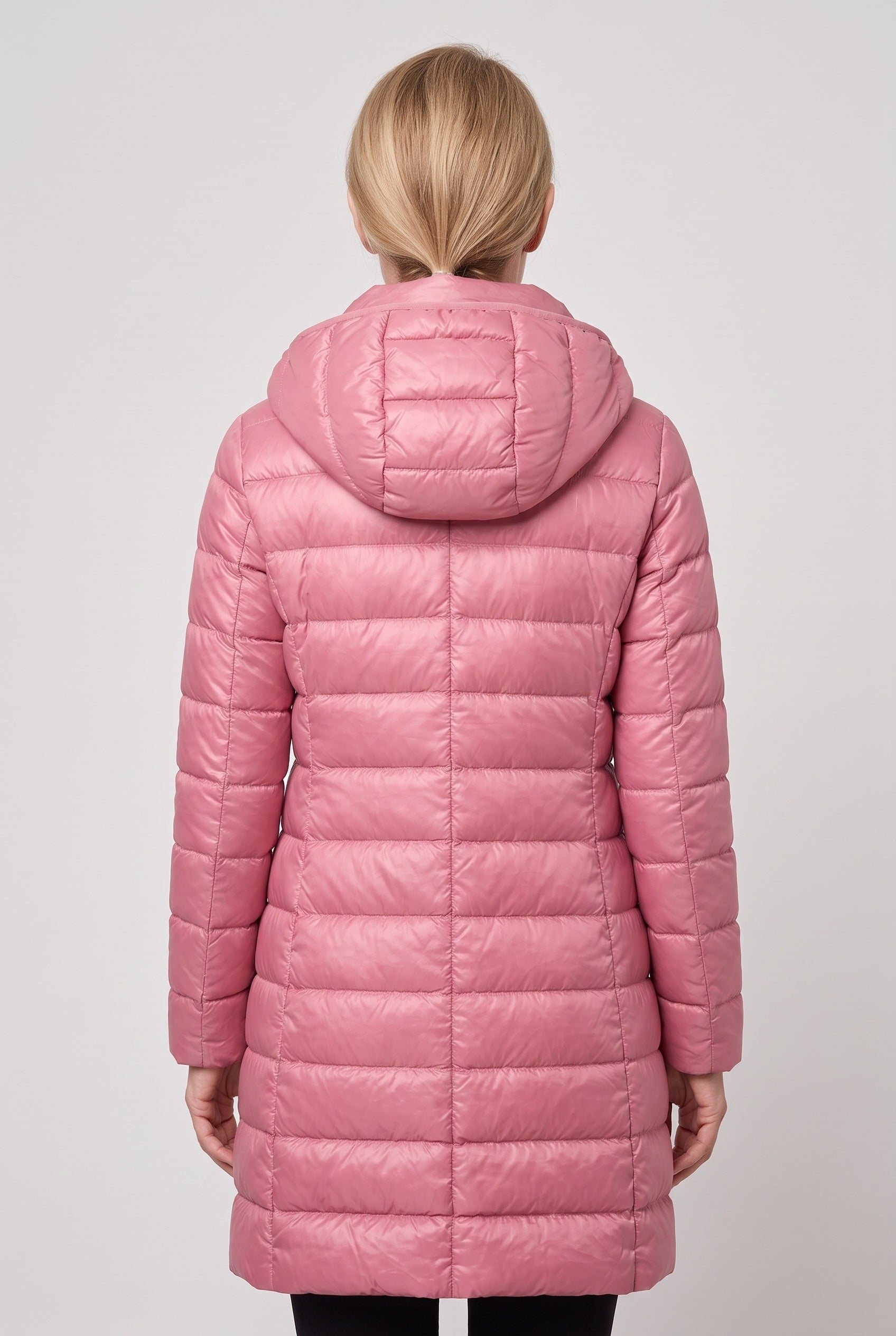Women's Puffer Coat | Hooded Longline Zip Front - 2