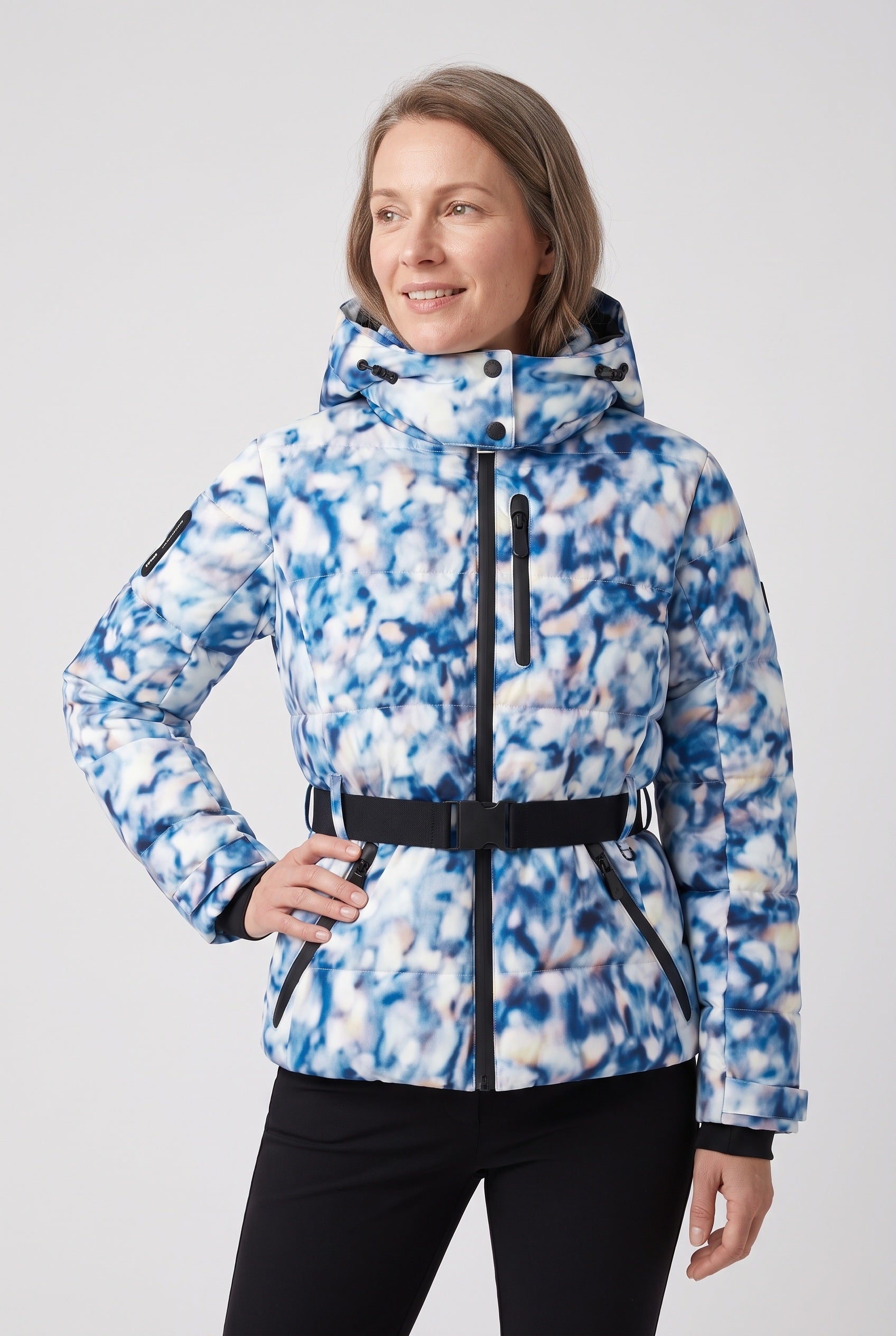 Women's Puffer Jacket | Belted Waist Hooded - 8