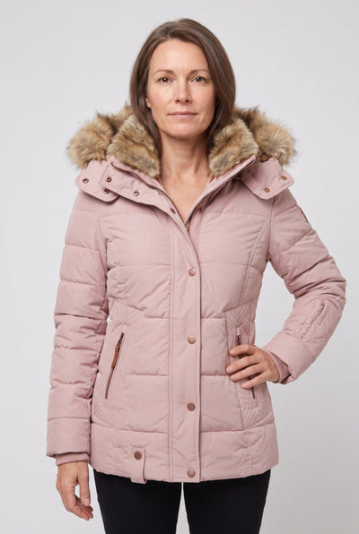 Women's Puffer Jacket | Detachable Faux Fur Hood - 6